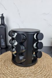 Набор емкостей для специй из 12шт на круглой подставке Black MR-1725 ᐉ MR-1725 Black - - класная цена в ProPosud