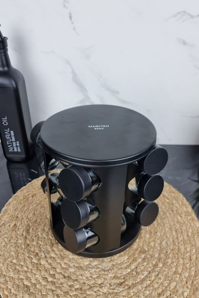 Набор емкостей для специй из 12шт на круглой подставке Black MR-1725 ᐉ MR-1725 Black - - класная цена в ProPosud