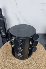 Набор емкостей для специй из 12шт на круглой подставке Black MR-1725 ᐉ MR-1725 Black - - класная цена в ProPosud