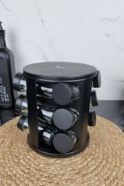 Набор емкостей для специй из 12шт на круглой подставке Black MR-1725 ᐉ MR-1725 Black - - класная цена в ProPosud