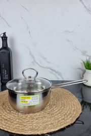 Ковш из нержавеющей стали со стеклянной крышкой 1,4л MR-3508-16S ᐉ MR-3508-16S - - класная цена в ProPosud