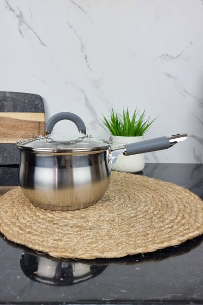 ZB-2 GG Ковш 2,0л из нержавеющей стали со стеклянной крышкой GREY ᐉ ZB-2 GG - - класная цена в ProPosud