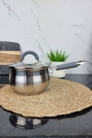 ZB-2 GG Ковш 2,0л из нержавеющей стали со стеклянной крышкой GREY ᐉ ZB-2 GG - - класная цена в ProPosud