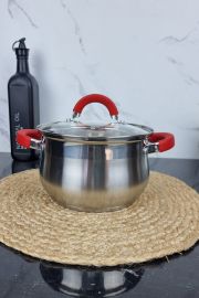 ZB-3 R Кастрюля 3,0л из нержавеющей стали со стеклянной крышкой сферическая RED ᐉ ZB-3 R - - класная цена в ProPosud