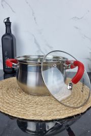 ZB-3 R Кастрюля 3,0л из нержавеющей стали со стеклянной крышкой сферическая RED ᐉ ZB-3 R - - класная цена в ProPosud