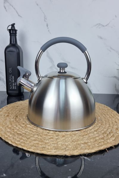 ZB-17/2.5 G Чайник 2,5л из нержавеющей стали со свистком и серой ручкой ᐉ ZB-17/2.5 G - - класная цена в ProPosud