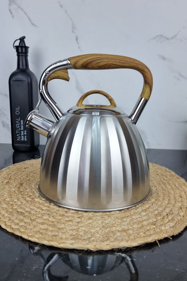 ZB-20/3 Чайник 3,0л из нержавеющей стали со свистком и коричневой ручкой ᐉ ZB-20/3 - - класная цена в ProPosud