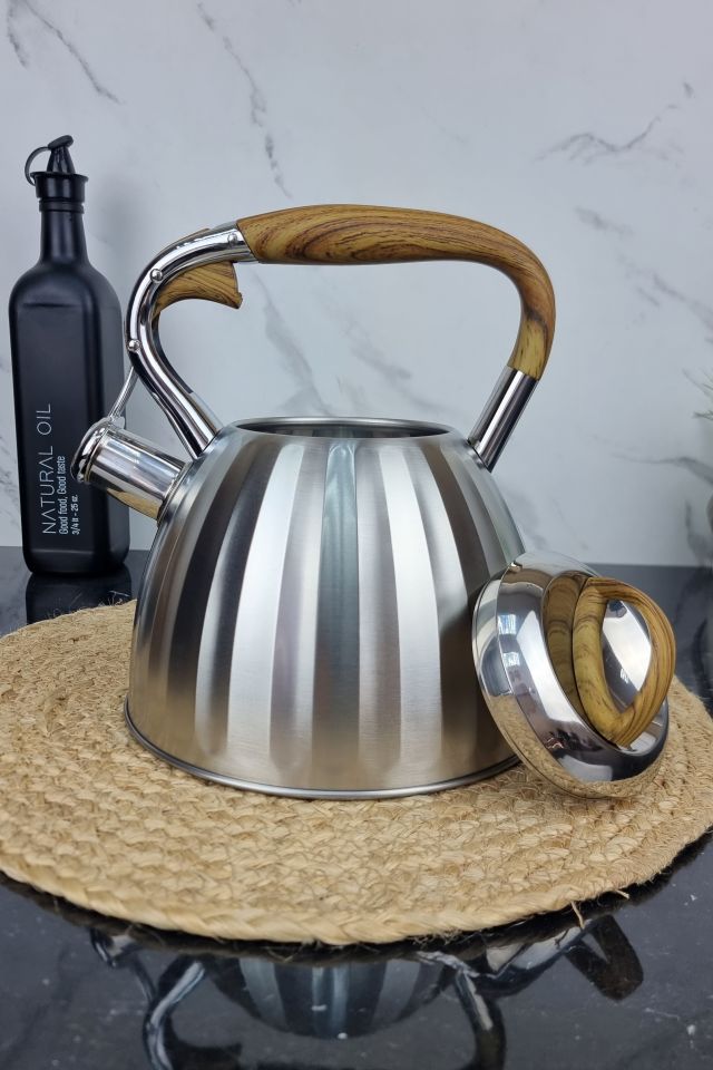 ZB-20/3 Чайник 3,0л из нержавеющей стали со свистком и коричневой ручкой ᐉ ZB-20/3 - - класная цена в ProPosud