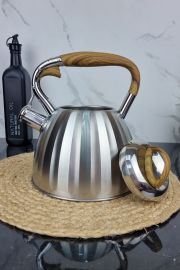 ZB-20/3 Чайник 3,0л из нержавеющей стали со свистком и коричневой ручкой ᐉ ZB-20/3 - - класная цена в ProPosud