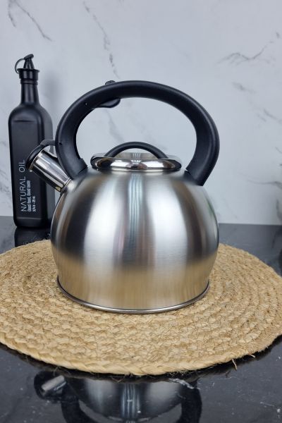 ZB-21/3 Чайник 3,0л из нержавеющей стали со свистком и черной ручкой ᐉ ZB-21/3 - - класная цена в ProPosud