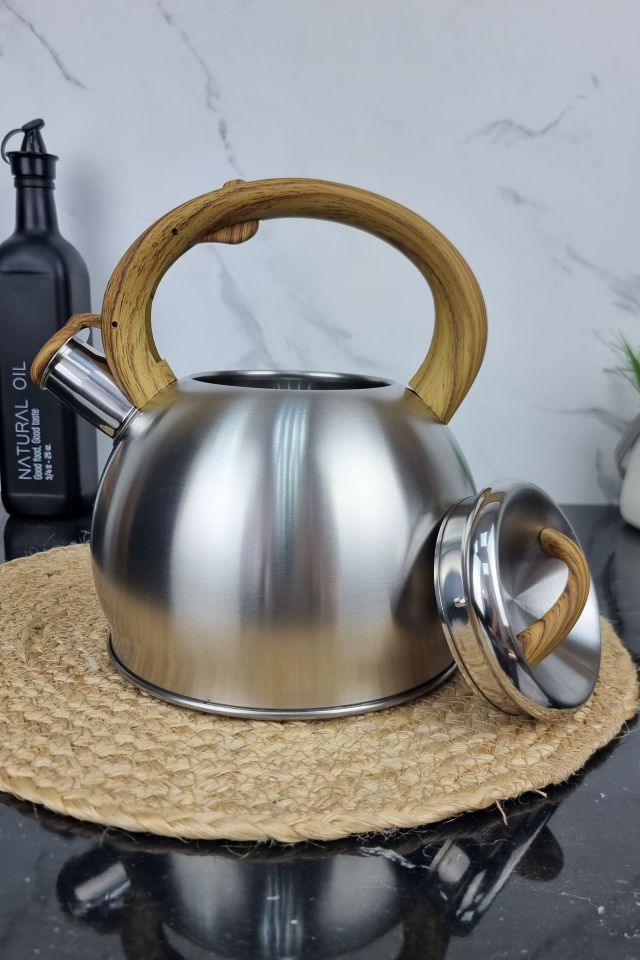 ZB-22/3 Чайник 3,0л з нержавіючої сталі зі свистком та коричневою ручкою ᐉ ZB-22/3 - - класна ціна в ProPosud