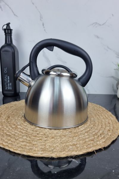 ZB-K2.5 L B Чайник 2,5л из нержавеющей стали со свистком и черной ручкой ᐉ ZB-K2.5 L B - - класная цена в ProPosud
