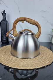 ZB-K2.5 L W Чайник 2,5л из нержавеющей стали со свистком и коричневой ручкой ᐉ ZB-K2.5 L W - - класная цена в ProPosud