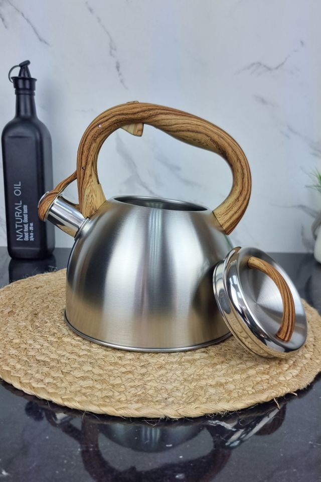 ZB-K2.5 L W Чайник 2,5л из нержавеющей стали со свистком и коричневой ручкой ᐉ ZB-K2.5 L W - - класная цена в ProPosud