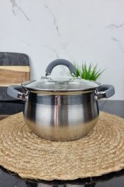 ZB-3 G Кастрюля 3,0л из нержавеющей стали со стеклянной крышкой сферическая GREY ᐉ ZB-3 G - - класная цена в ProPosud