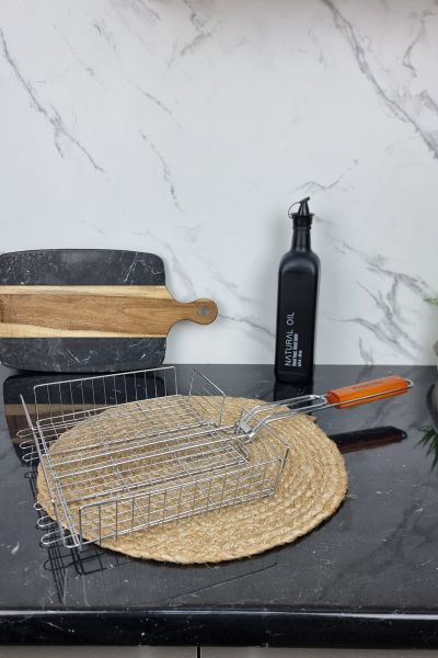 Решетка для гриля глубокая с деревянной ручкой 31*25*5,5см 0704 ᐉ 0704 - - класная цена в ProPosud