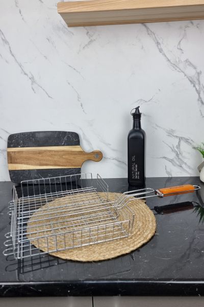 Решетка для гриля глубокая с деревянной ручкой 36*28*6,0см 0705 ᐉ 0705 - - класная цена в ProPosud
