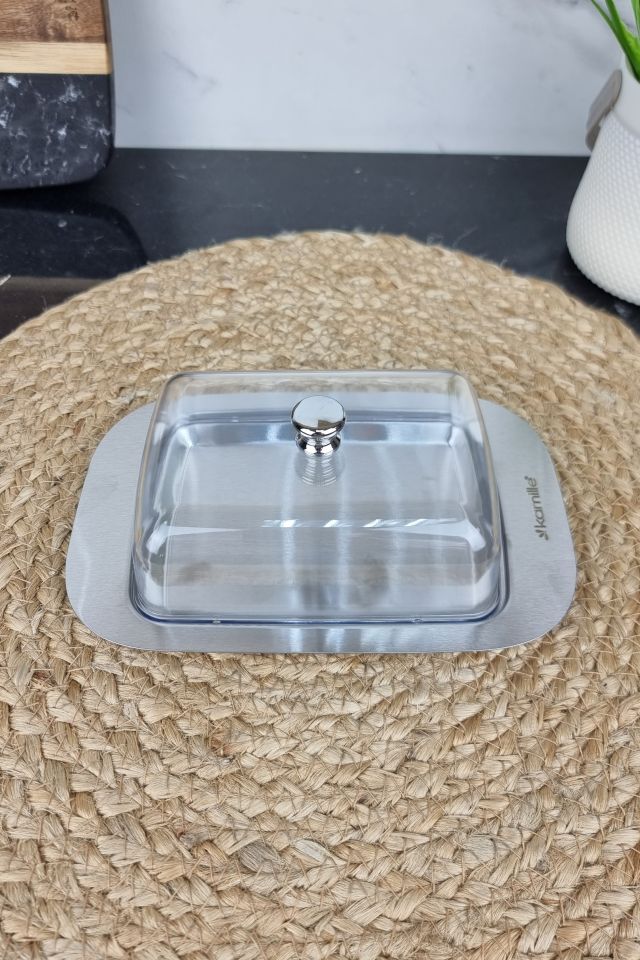 Масленка Kamille 7008 из нержавеющей стали с прозрачной крышкой ᐉ 7008 - - класная цена в ProPosud