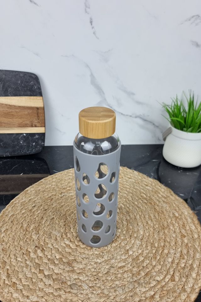 Бутылка для воды Kamille 9023, 550 мл, стекло с бамбуковой крышкой ᐉ 9023 - - класная цена в ProPosud